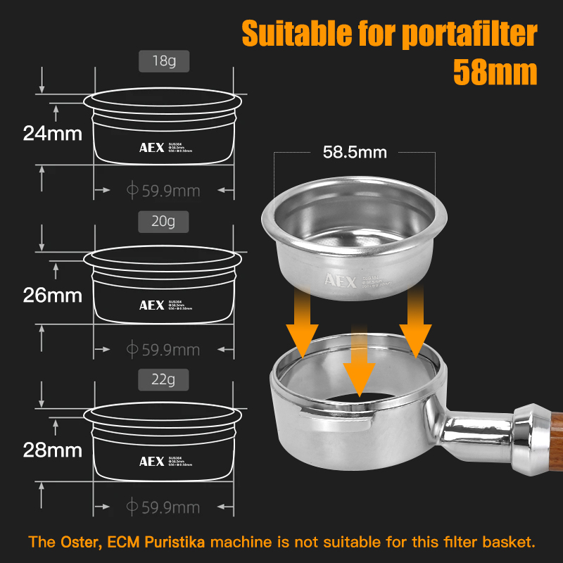 Coffee Filter Basket 58MM AEX  - đánh giá và giá Coffee Equipment Brands