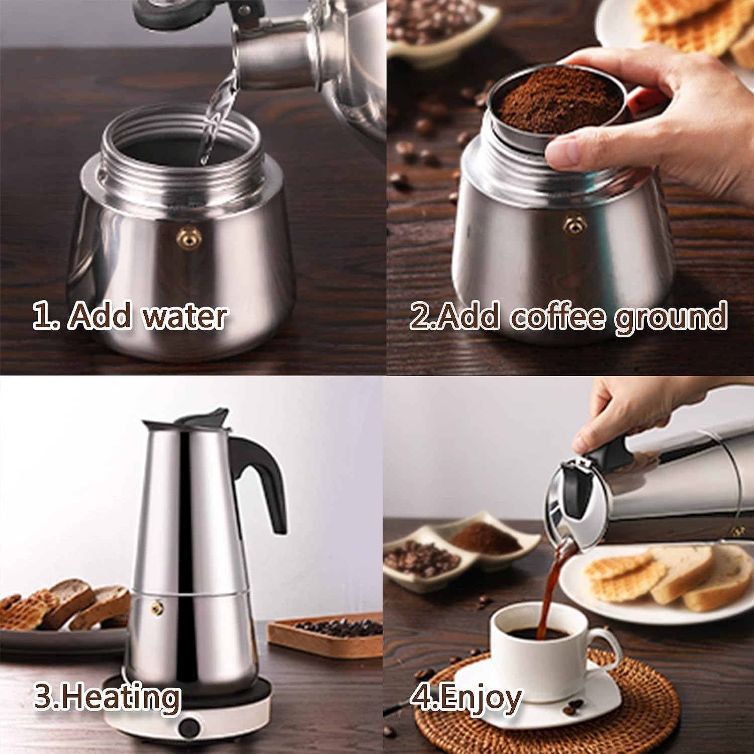 4/6/9 ly Moka nồi Caffe máy Es - đánh giá và giá Coffee Equipment Brands